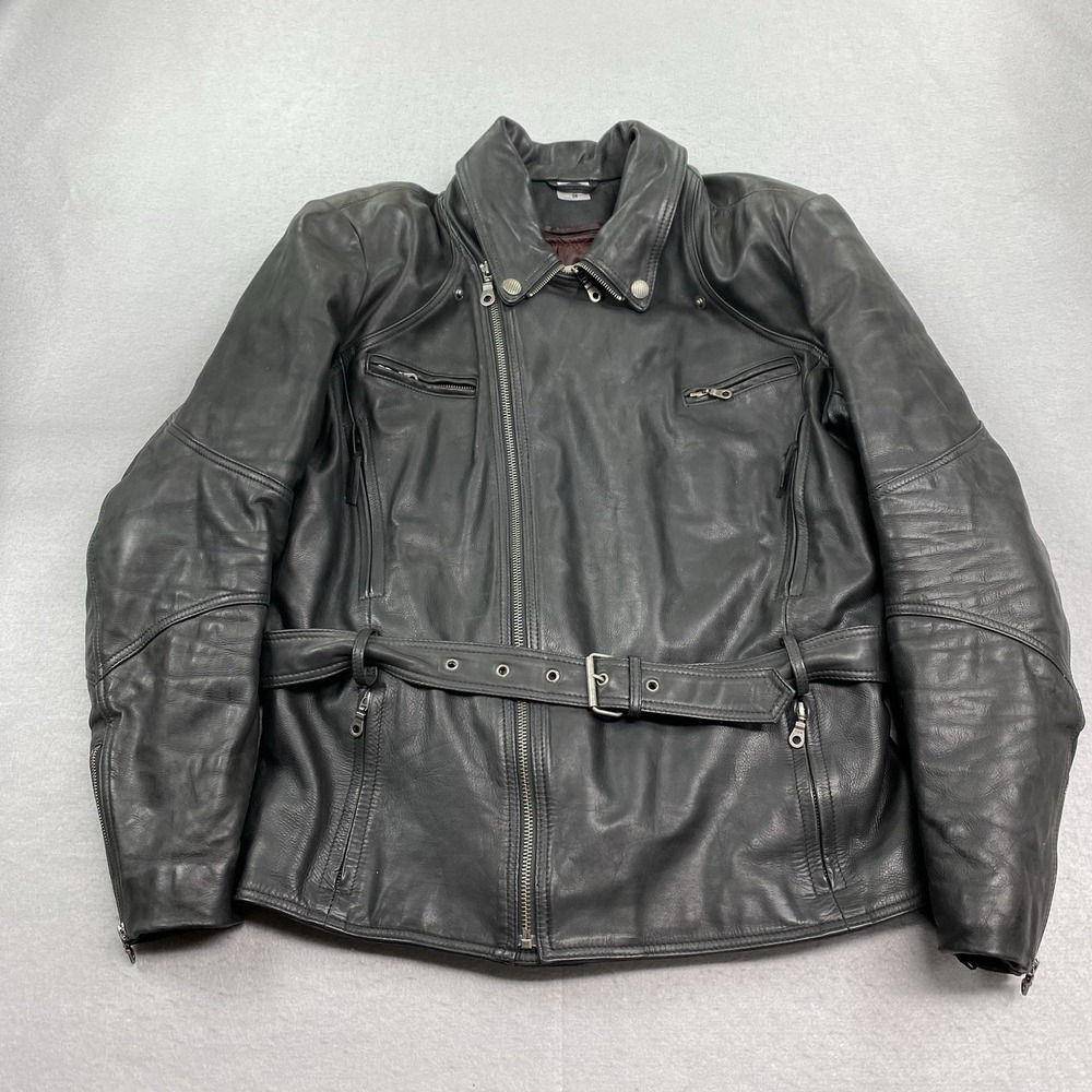 Vintage Held Jacket Mens 58 Black Full Zip Leather Paded Biker Moto Riding